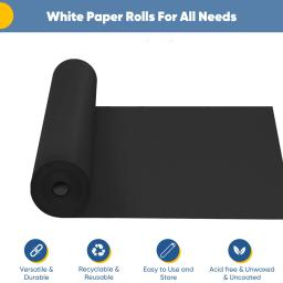 Preto Meio Ambiente-Friendly Papel Kraft, Adequado para Presentes, Artesanato, Transporte, Embalagem Bouquet, Pintura, 30cm x 3m, 10m - Image 2