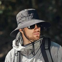 Novo chapéu de sol de aba larga masculino-à prova dwaterproof água proteção uv safari balde chapéu para pesca caminhadas escalada verão ao ar livre oversized - Image 2