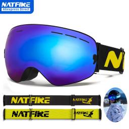Óculos de esqui de snowboard para homens mulheres proteção uv400 anti-nevoeiro óculos de esqui máscara de esqui rosto grande óculos de neve - Image 1
