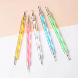 Ponto duplo espiral acrílico lápis conjunto, marcadores pintura escova Rinser, pintura da linha e Nail Art mistura escova, 5 pcs - Image 2