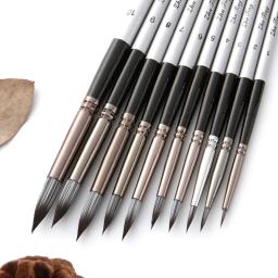 10 pincéis de pintura em aquarela artística, pincel de óleo acrílico plano e ponta, kit de pintura, caneta de desenho, materiais de arte, pintura à mão - Image 1