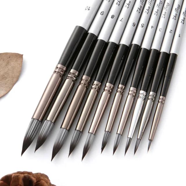 Kit Completo de 10 Pincéis para Pintura em Aquarela e Acrílico: Ferramentas Essenciais para Artesanato e Desenho à Mão