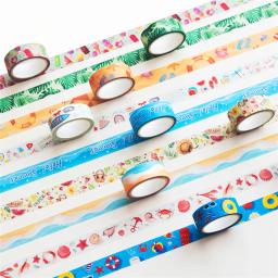 Conjunto de fita washi para scrapbooking, pacote de 10 peças, praia de verão, natação, diy, fita adesiva, diário, material escolar, artigos de papelaria - Image 3