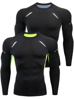 Umidade Wicking camisa de compressão para homens, manga comprida, undershirt atlético engrenagem, esportes treino cueca, sólido - Image 1