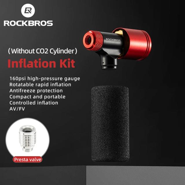 Bico de CO2 para Bicicleta ROCKBROS com Medidor de Pressão e Inflador Acessório Ideal para Ciclistas