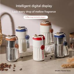 Garrafa térmica LED digital inteligente, caneca de café, copo térmico, frascos de vácuo portáteis, aço inoxidável, 450ml - Image 1