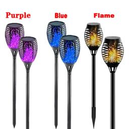 1/2/4/6/8 pces 12/96led solar chama tocha luzes cintilação luz à prova dwaterproof água jardim decoração gramado ao ar livre caminho quintal pátio lâmpadas - Image 2
