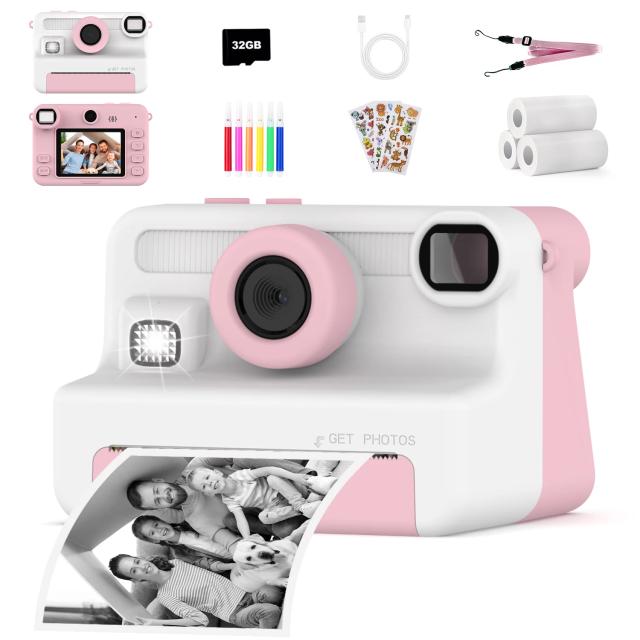 Câmera Digital Infantil com Impressora Portátil 1080p 32GB