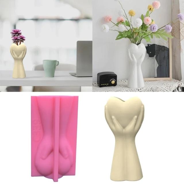 Vaso de Silicone em Forma de Coração: Molde DIY para Suculentas e Flores em Gesso e Concreto