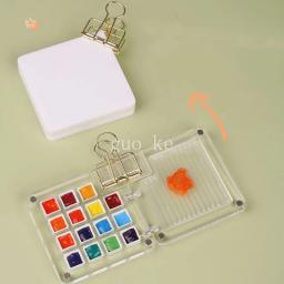 Paleta portátil de tinta aquarela, caixa transparente de ferro pintura acrílica, cor hidratante de alto valor, arte - Image 3