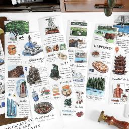 Washi montanha e mar paisagem adesivos decorativos, fita adesiva, etiqueta DIY para Scrapbooking, diário, álbum, artes, artesanato, diário - Image 3