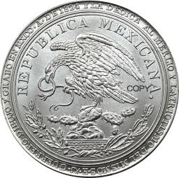 Banhado a Prata Cópia Moeda Comemorativa, Moedas Colecionáveis, Presidente do México, Medalha Guadalupe Victoria, Ww2, Moneda, 1824 - Image 2