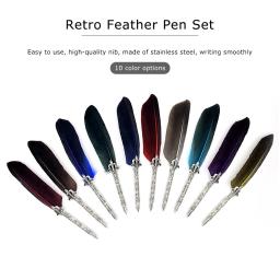 Caligrafia vintage pena Dip Pen com 5 Nib Writing Ink, Quill Fountain para a escola, acessórios de escritório, 1 Set - Image 2