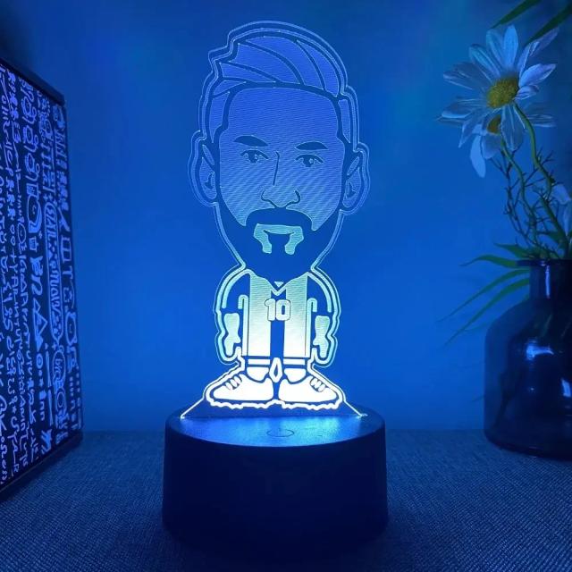 Luz Noturna 3D LED do Messi para Crianças - Luminária de Futebol, Decoração para Quarto Infantil e Ideia de Presente Criativa