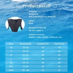Casaco salva-vidas para adultos, coletes de neoprene impermeáveis, mergulho, surf, esqui aquático, equipamento de segurança caiaque, casacos - Image 2