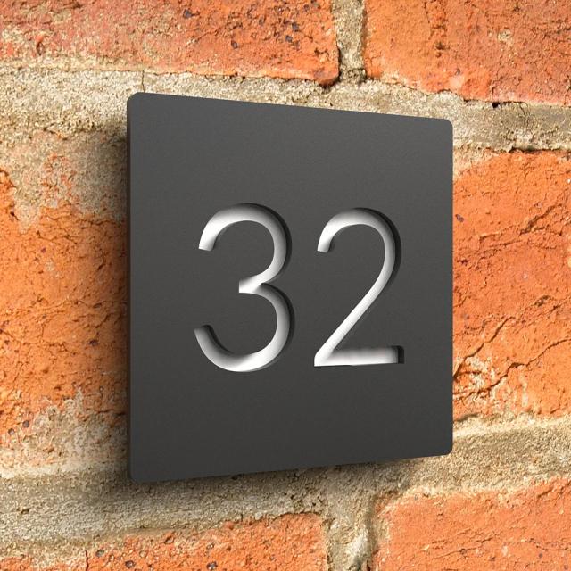 Placa de Número de Casa Personalizada em Acrílico Cinza Moderno 3D - 180mm