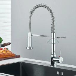 Spring Pull Down Kitchen Faucets, Stream Spray Head, Torneira de água quente e fria, Rotação de aço inoxidável, Mixer Tap Crane, Novo - Image 3