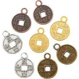 Yusiemens pingentes de moedas antigos, pingentes metálicos de cor prata antigos chineses, para joias feitas à mão artesanato 12*10mm j333 - Image 1