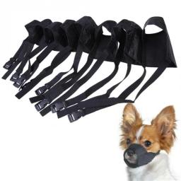 Máscara de mordida para cachorro, de nylon ajustável, mordida macia, focinho de boca, anti parar de mastigar, para cães pequenos e grandes, pretos - Image 1