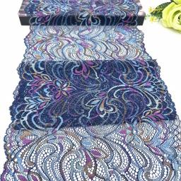 Cor Misturada Azul Elástico Guarnição Do Laço, Lingerie Costura Artesanato, DIY Vestuário Tecido, Vestido Acessório Do Vestuário, 3 Jardas por Lote, 23cm de Largura - Image 4