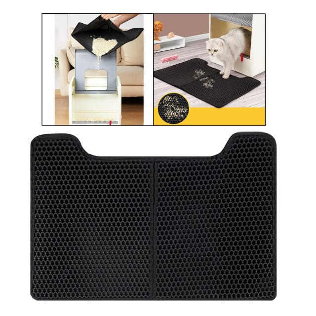 Tapete Trapper para Gatos e Cães com Limpeza de Patas em Favo de Mel, Almofada Dobrável e Camada Dupla Preto