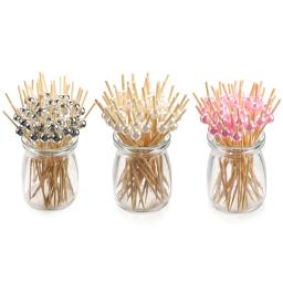 Palhetas De Cocktail De Bambu Pérola De Madeira, Fruta Lanche Garfo, Espeto De Comida, Festa De Casamento, Suprimentos Festival, Palito, 100 Pcs - Image 1