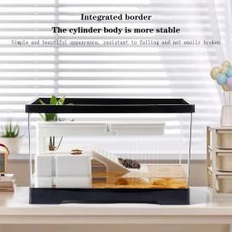 Grande tanque de tartaruga transparente aquário tanque de peixes com dreno inferior répteis anfíbios com plataforma basking caixa de reprodução aberta - Image 5
