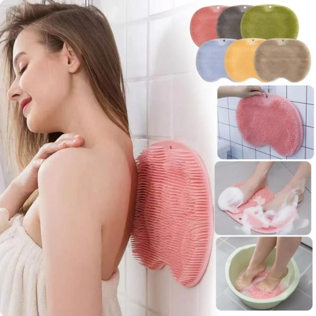 Almofada de Massagem de Banho em Silicone com Ventosas e Escova Exfoliante para Chuveiro e Cuidados com os Pés