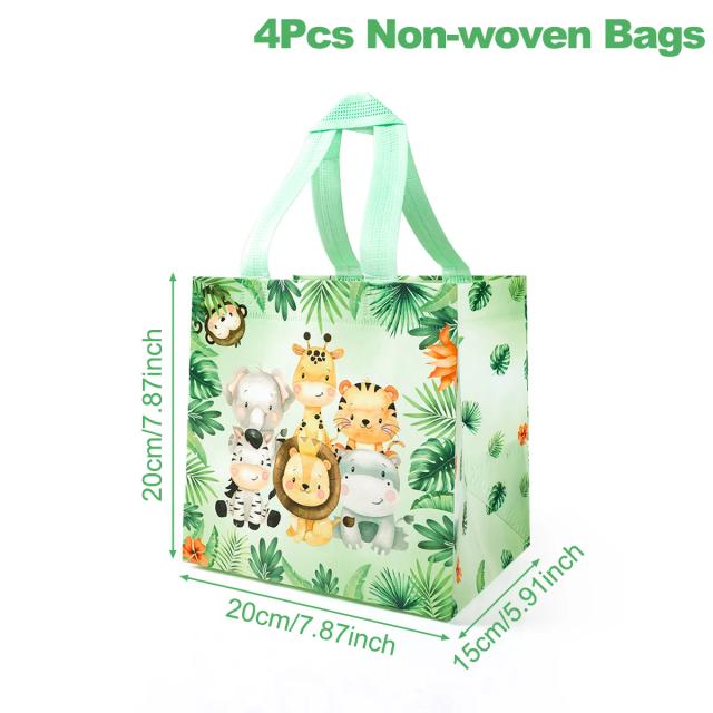 Sacos de Presente Não Tecidos com Tema de Animais da Selva para Festas Infantis e Doces Portáteis