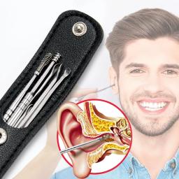 6 pçs ferramenta de remoção de cera de ouvido limpador de ouvido espiral rotativa colher de colheita de ouvido colher para limpeza coleta de cera de ouvido - Image 1