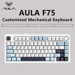 AULA-F75 Teclado mecânico sem fio Gaming, Bluetooth, Com fio, RGB personalizado, 75% Layout Profile, Estrutura Junta, 2.4G - Image 1