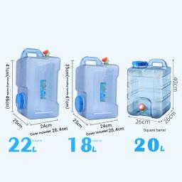 Tanque De Água De Grande Capacidade Com Torneira Balde De Acampamento Transportadora De Armazenamento De Água Recipiente De Água De Grau Alimentício, Caminhadas De Piquenique, 20-7.5L - Image 6