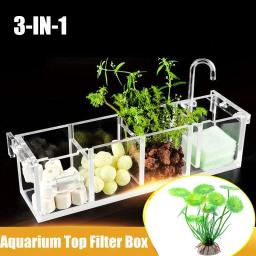 Aquário acrílico filtro caixa, transparente aquário, silencioso externo, parede de purificação de água, suprimentos aquáticos, 3 em 1 - Image 1