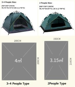 Tenda de acampamento totalmente automática, para 1-2/3-4 pessoas, à prova de chuva, à prova de vento, anti-uv, barracas ao ar livre para praia, viagem, mochilão, caminhada - Image 4