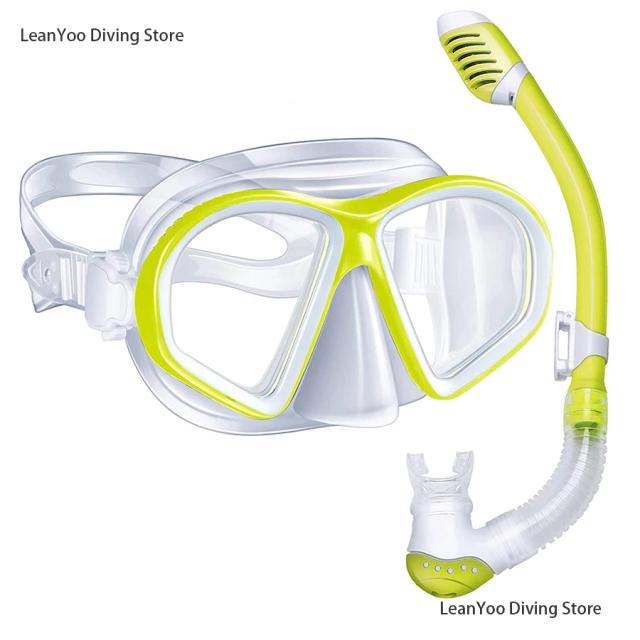 Máscara de Natação Infantil de Silicone com Snorkel Seco e Óculos de Mergulho para Aventura Aquática