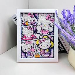 Sanrio-Kits De Pintura Diamante Com Moldura Para Crianças, DIY Arte De Strass, Hello Kitty, Kuromi, Mosaico Carft, Presente De Decoração De Casa, 5D - Image 2