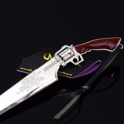 Arma de metal para meninos, modelo de lâmina sem cortes, espada prateada, pingente cabeça de lobo, brindes fantasia, revólver, 22cm - Image 5