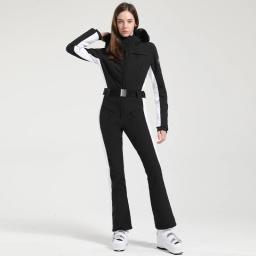 Gsou neve terno de esqui de uma peça feminino espessamento snowboard macacão feminino inverno à prova de vento à prova dwindproof água respirável roupas esqui - Image 4