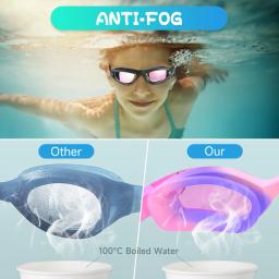 Óculos de natação anti-nevoeiro para crianças, proteção UV, sem vazamento, estojo para meninas e meninos, 3 a 14 anos - Image 2