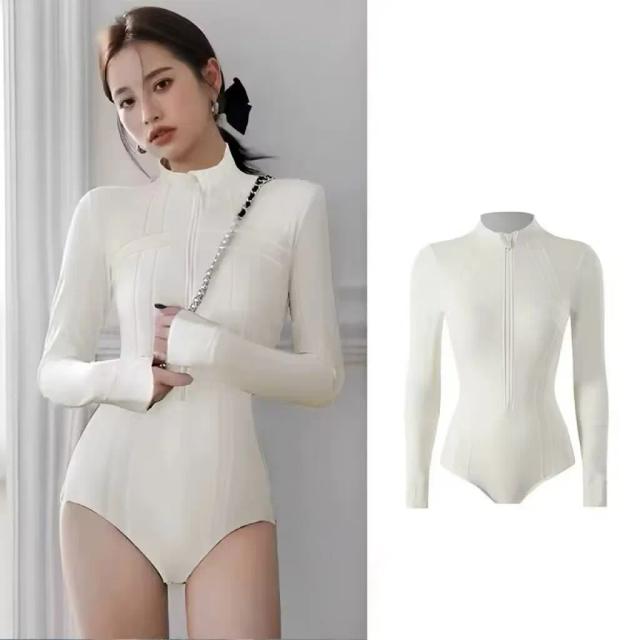 2mm feminino surf mergulho roupa de banho neoprene manter quente divisão wetsuit manga longa mergulho terno rosa branco maiô