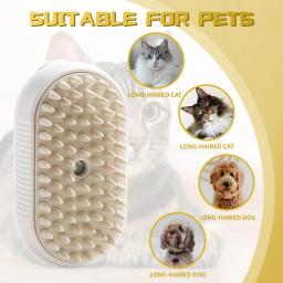 Escova de vapor elétrica para animais de estimação, removedor de pêlos felino, cabelos emaranhados e soltos, higiene pessoal, massagem pet - Image 4