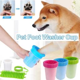 Lavadora portátil do pé do cão, calcador do pé, pet pata limpador copo, pata do cão limpeza banho lama lavadora, grooming escova, 2 em 1 - Image 1