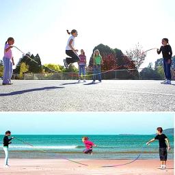 Corda de pular longa arco-íris de 5m para crianças e estudantes – alça antiderrapante, corda de pular de velocidade para jogos de grupo e fitness escolar - Image 4