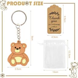 10 pçs lembranças de chá de bebê presentes para guesets urso chaveiro doces sacos de organza com tags crianças aniversário gênero revelar festa decoração - Image 6