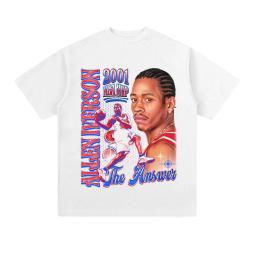 T-shirt de manga curta de algodão para fã de basquetebol americano, top de manga curta, vintage e casual, estilo verão - Image 3