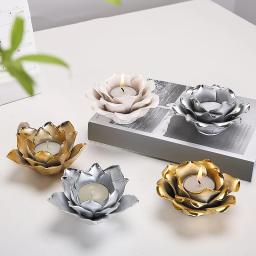 Castiçais da flor do lótus do chapeamento do ouro cerâmico com base, artesanato personalizado do copo do ferro, forma nórdica, casa criativa - Image 3