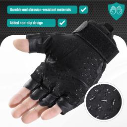 Outooor-luvas táticas sem dedos para homens, casca dura, engrenagem esportiva, paintball, airsoft, caça, combate, equitação, caminhadas, ciclismo, antiderrapante - Image 4