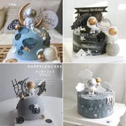 Astronauta e planetas Decoração de bolo para crianças, Spaceman Baking Ornaments, Boy Universe Outer Space, Birthday Party Supplies, 1 Pc, 3Pcs - Image 4