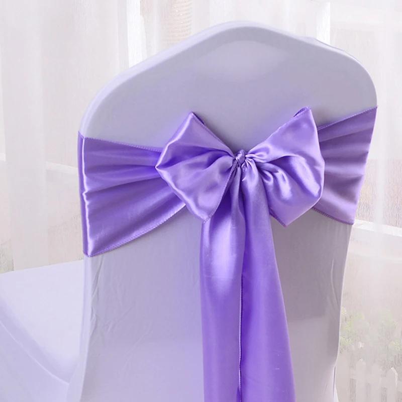 Cetim arco faixas para cadeira, nós, fita para casamento, borboleta laços para festa, evento, banquete do hotel, decoração para casa, 10 PCs, 100PCs - Image 1