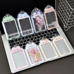 Kawaii Casa Titulares Do Cartão Com Corrente, Kpop Photocard Titular, Tampa De PVC Transparente, Chaveiro, 1Pc - Image 4